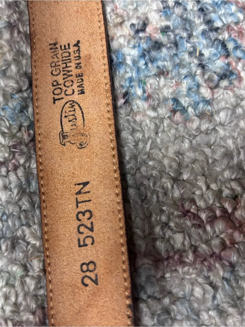 Vintage Justin Tooled Leather Western Cowboy Belt 28” Made USA 523TN
